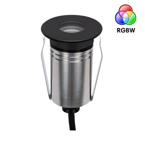 Inground Light 55mm Round Black Stainless Steel 2.5W RGBW 24V IP67 IK10