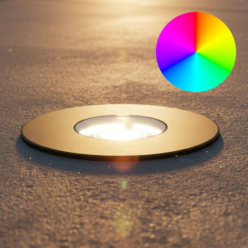 Inground Light 55mm Round Antique Brass 2.5W RGBW 24V IP67 IK10