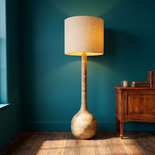 Floor Lamp Timber Natural Globe Base Only E27 40W