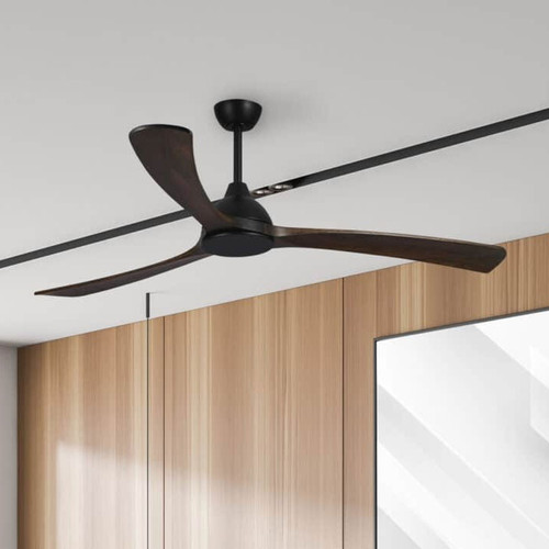 176cm 70-inch Black-Walnut DC Ceiling Fan Smart Remote Control 3 Blade 30W 6 Speed