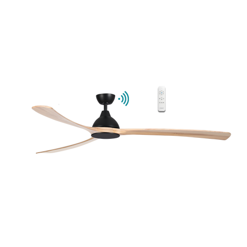 176cm 70-inch Black-Timber DC Ceiling Fan Smart Remote Control 3 Blade 30W 6 Speed