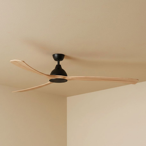 176cm 70-inch Black-Timber DC Ceiling Fan Smart Remote Control 3 Blade 30W 6 Speed