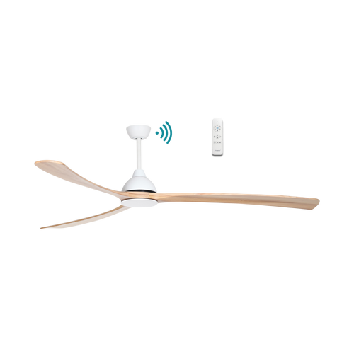 217cm 86-inch White-Timber DC Ceiling Fan Smart Remote Control 3 Blade 50W 6 Speed