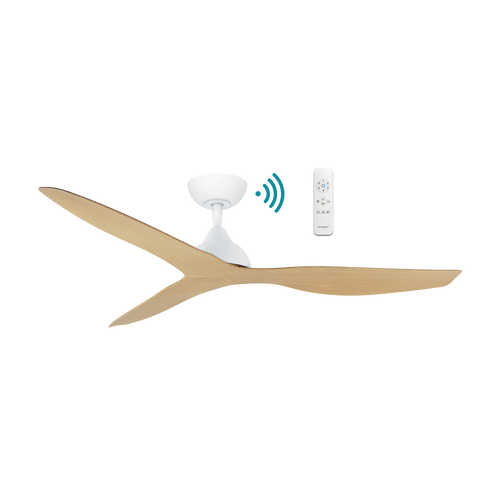 132cm 52-inch White-Oak DC Ceiling Fan Smart Remote Control 3 Blade 45W 6 Speed