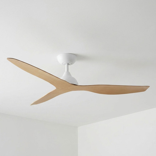 132cm 52-inch White-Oak DC Ceiling Fan Smart Remote Control 3 Blade 45W 6 Speed