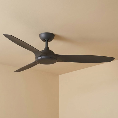 142cm 56-inch Black DC Ceiling Fan Smart Remote Control 3 Blade 39W 6 Speed