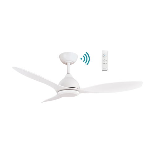 132cm 52-inch White DC Ceiling Fan Smart Remote Control 3 Blade 36W 6 Speed