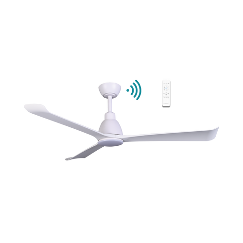 132cm 52-inch White DC Ceiling Fan With Light Smart Remote Control 3 Blade 36W