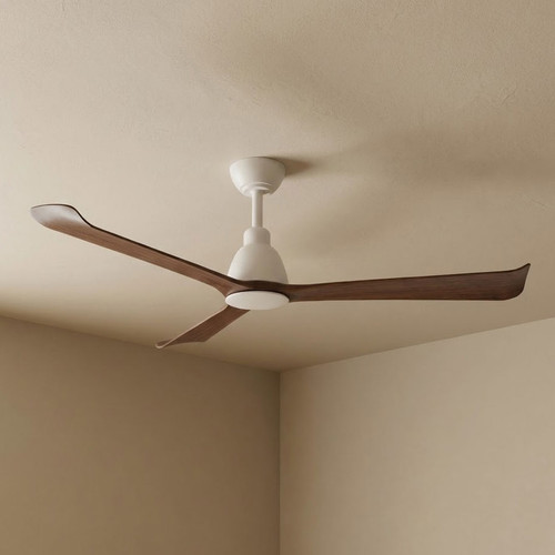 132cm 52-inch White-Walnut DC Ceiling Fan Smart Remote Control 3 Blade 36W 6 Speed