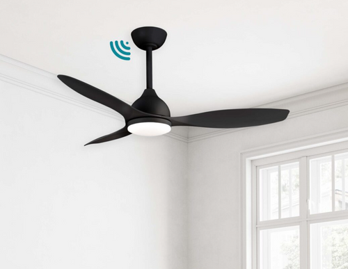 132cm 52-inch Black DC Ceiling Fan With Light Smart Remote Control 3 Blade 36W