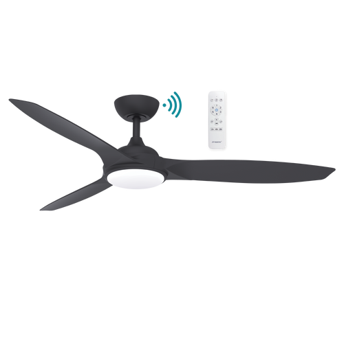 142cm 56-inch Black DC Ceiling Fan With Light Smart Remote Control 3 Blade 39W