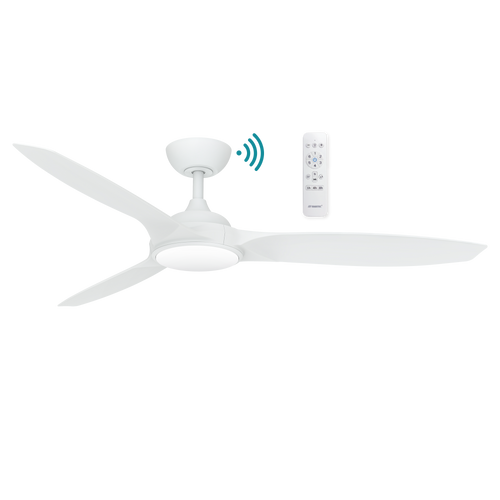142cm 56-inch White DC Ceiling Fan With Light Smart Remote Control 3 Blade 39W
