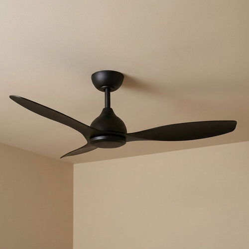 132cm 52-inch Black DC Ceiling Fan Smart Remote Control 3 Blade 36W 6 Speed