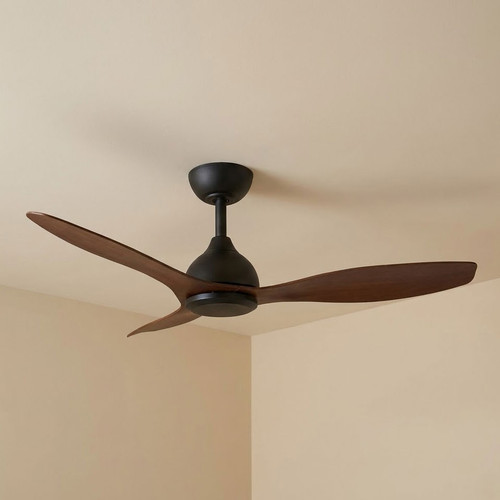 122cm 48-inch Black-Walnut DC Ceiling Fan Smart Remote Control 3 Blade 36W 6 Speed