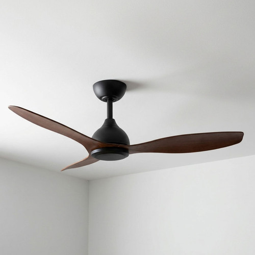 122cm 48-inch Black-Walnut DC Ceiling Fan Smart Remote Control 3 Blade 36W 6 Speed
