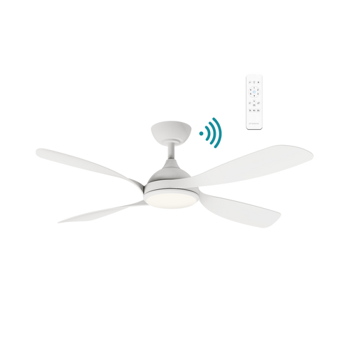 132cm 52-inch White Smart DC Ceiling Fan With Light Remote Control 4 Blade 40W