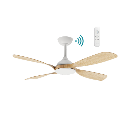 132cm 52-inch White-Oak Smart DC Ceiling Fan Remote Control 4 Blade 40W 6 Speed