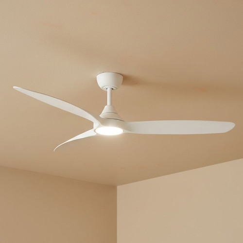 132cm 52-inch White Smart DC Ceiling Fan With Light WIFI Remote 3 Blade 33W