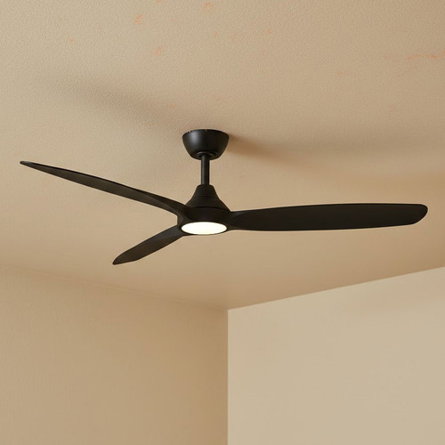 142cm 56-inch Black Smart DC Ceiling Fan With Light WIFI Remote 3 Blade 33W