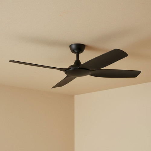 132cm 52-inch Black Smart DC Ceiling Fan With WiFi Remote 4 Blade 36W 6 Speed