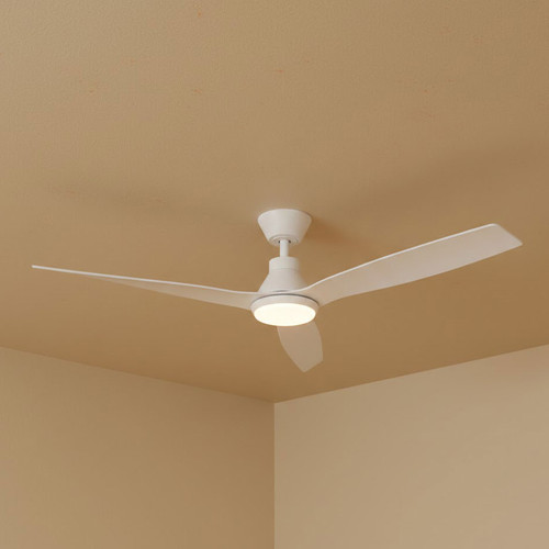 132cm 52-inch White Smart DC Ceiling Fan With Light WiFi Remote 3 Blade 28W