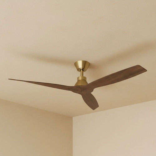 132cm 52-inch Bronze-Walnut Smart DC Ceiling Fan Remote Control 3 Blade 28W 6 Speed