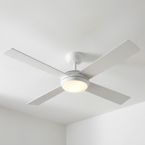 132cm 52-inch White DC Ceiling Fan With Light 4 Blade 36W