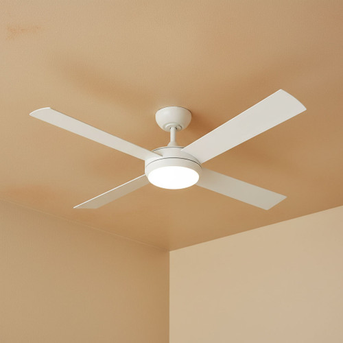 122cm 48-inch White DC Ceiling Fan With Light Remote Control 4 Blade 36W