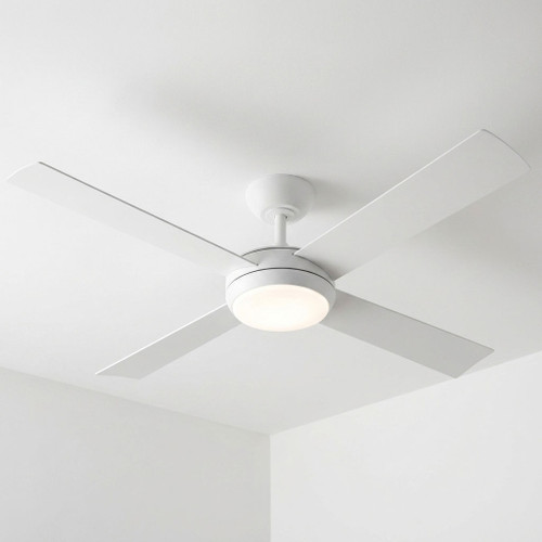 122cm 48-inch White DC Ceiling Fan With Light Remote Control 4 Blade 36W