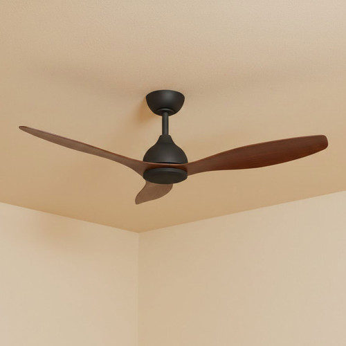 132cm 52-inch Black-Walnut Smart DC Ceiling Fan WIFI Remote 3 Blade 36W 6 Speed