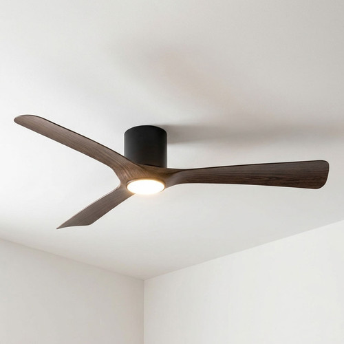 132cm 50-inch Black-Walnut DC Ceiling Fan Hugger Smart Light WIFI Remote 3 Blade 33W