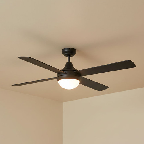 122cm 48-inch Black AC Ceiling Fan With Light 4 Blade 55W 3 Speed
