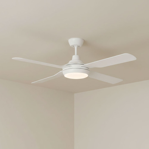 142cm 56-inch White AC Ceiling Fan With Light 4 Blade 65W 3 Speed