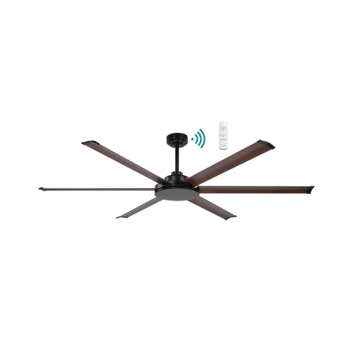 213cm 84-inch Black-Walnut Smart DC Ceiling Fan WIFI Remote 6 Blade 55W 6 Speed