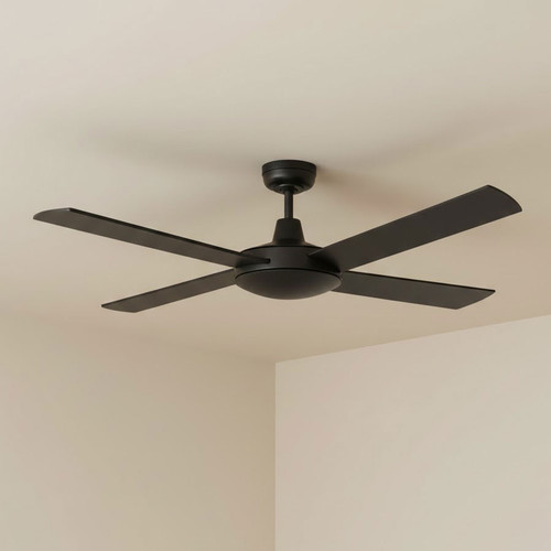 132cm 52-inch Black AC Ceiling Fan 4 Blade 60W 3 Speed