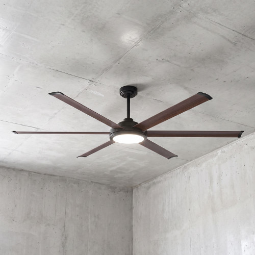 165cm 65-inch Black-Walnut DC Ceiling Fan Smart With Light WIFI Remote 6 Blades 55W