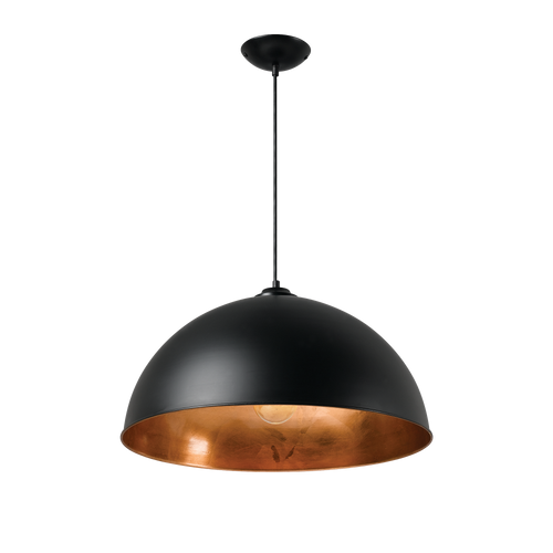 Pendant Light 50cm Black With Copper Lining E27 60W