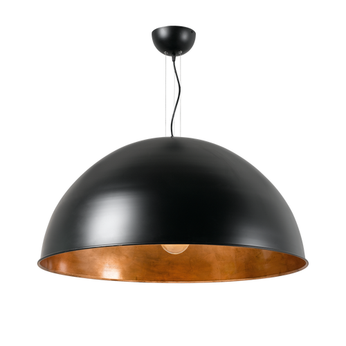 Pendant Light 70cm Black With Copper Lining E27 60W