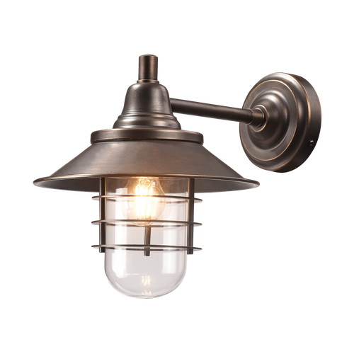 Wall Light Bronze Hooded Cage E27 60W IP44 Vintage