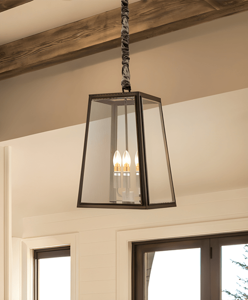 Pendant Light 40cm Bronze Bevelled Glass 3 Light E27 60W