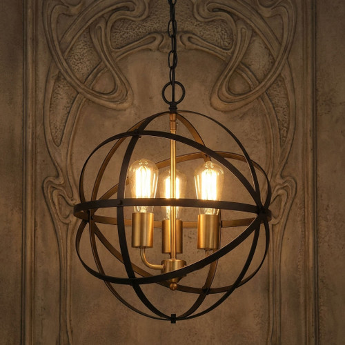 Pendant Light 40cm Bronze Gold Sphere 3 Light E27 60W