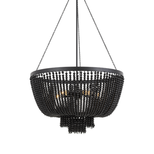 Pendant Light 70cm Black Beaded 5 Light E27 60W