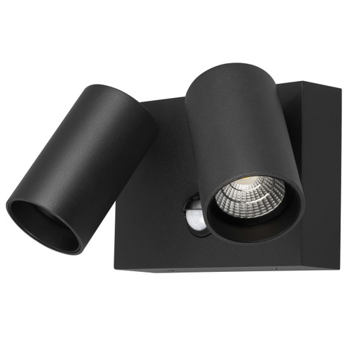 LED Wall Double Spotlight Black 240V 9W Tri-CCT 800lm IP65 With Sensor