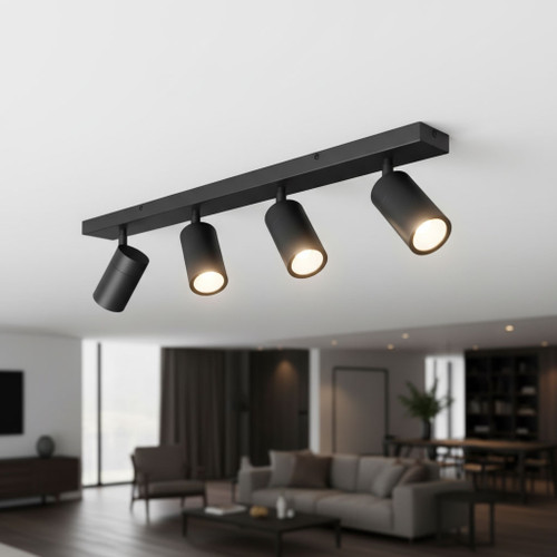 Ceiling Spotlight Black 4 Light GU10 10W Marine Grade IP65 75cm