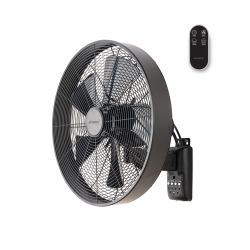 400mm 15-inch Black AC Wall Fan Remote Control 5 Blade 55W 3 Speed