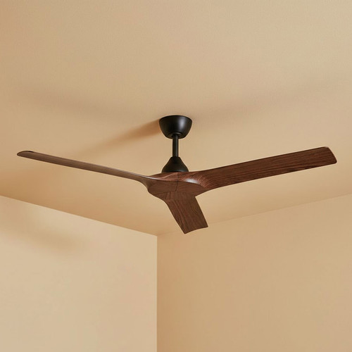 132cm 52-inch Black-Walnut Smart DC Ceiling Fan WiFi Remote 3 Blade 33W 6 Speed
