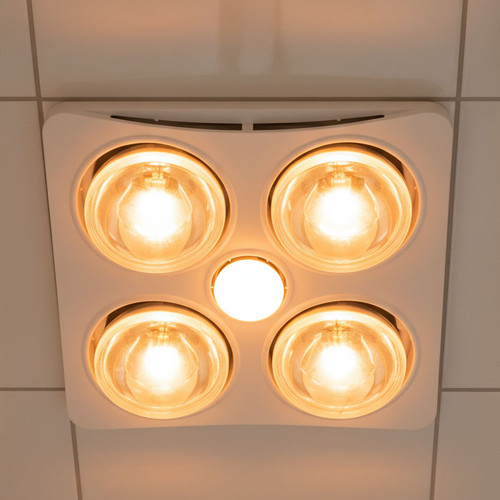 White 3-in-1 Bathroom Heater Fan With E27 Light 364mm x 364mm