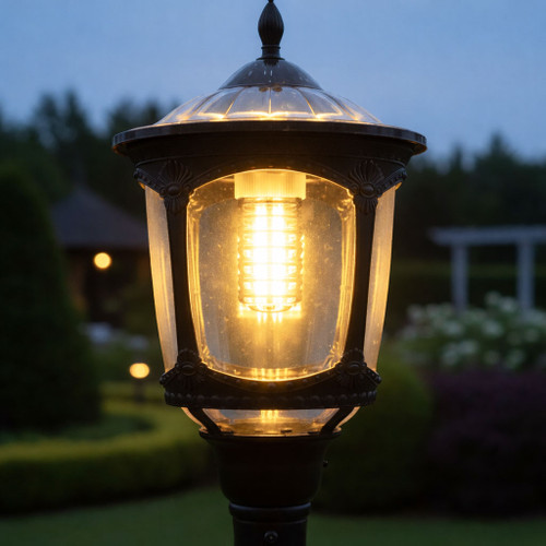 Solar Post Light Black 3000K 3000lm IP65 IK08 Motion Sensor Commercial Grade