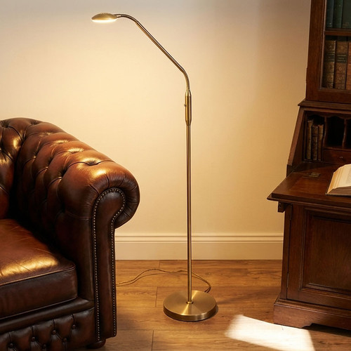 LED Floor Lamp Brass 6W 4000K 530lm 150cm Touch Dimmable