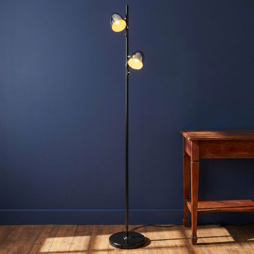 Floor Lamp Black 2 Light E27 25W 160cm Adjustable
